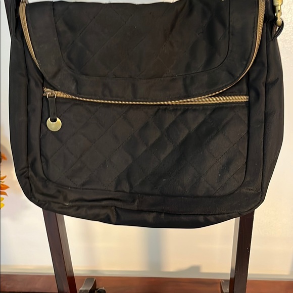 Travelon Black and Gold Crossbody Bag with Adjustable Strap - Picture 2 of 9